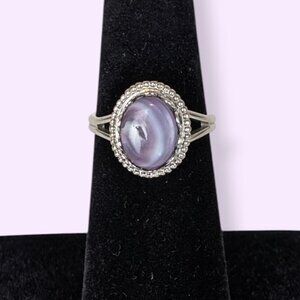 Purple Lacey Agate Cabochon Ring